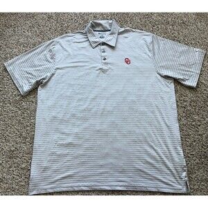 The University of Oklahoma Polo Shirt Mens 2XL OU Sooners Gray Striped Champion
